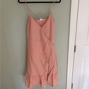 Elegant Peach Spaghetti Strap wrapDress